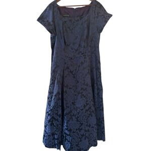 Vintage Jessica McClintock Maxi Dress Size 20 Jacquard Floral Blue Regency 90s